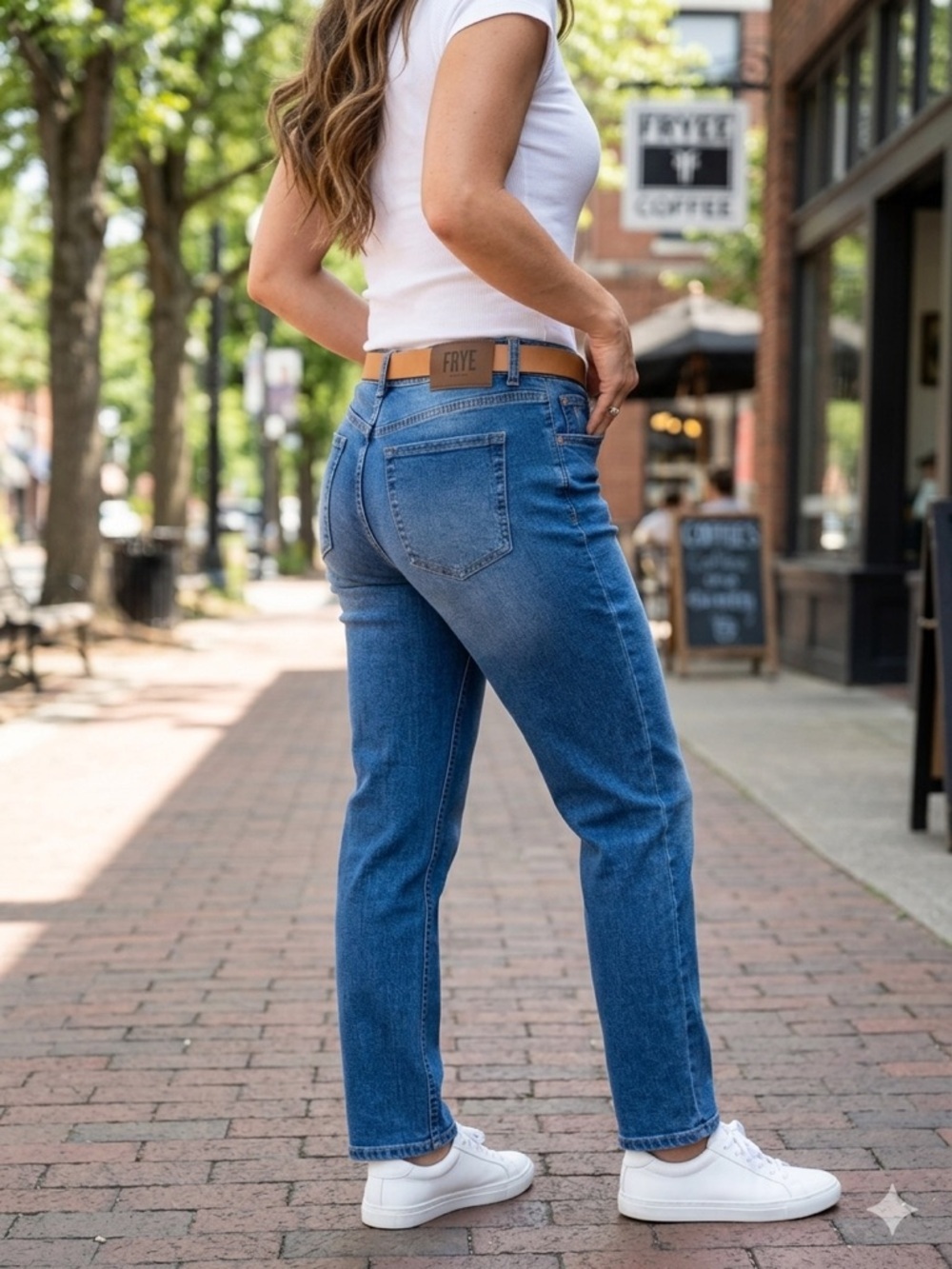Frye High Rise Cuffed Crop Straight Leg Jeans Size 8 29 Medium Wash Stretch